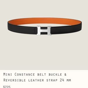 Hermes Mini Constance Black and Orange Reversible Belt with Silver Buckle 🖤🧡